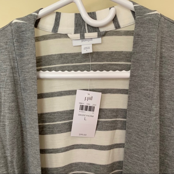 NWT J. Jill Pure Jill Grey Striped Cardigan - Picture 4 of 9